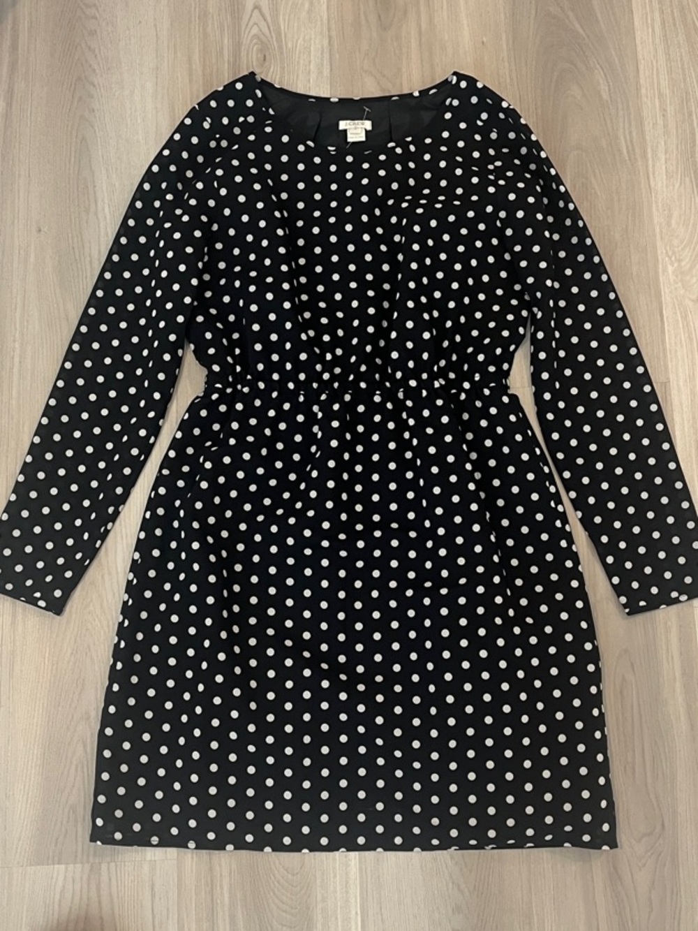 J. Crew Black Polka Dot Long Sleeve Dress